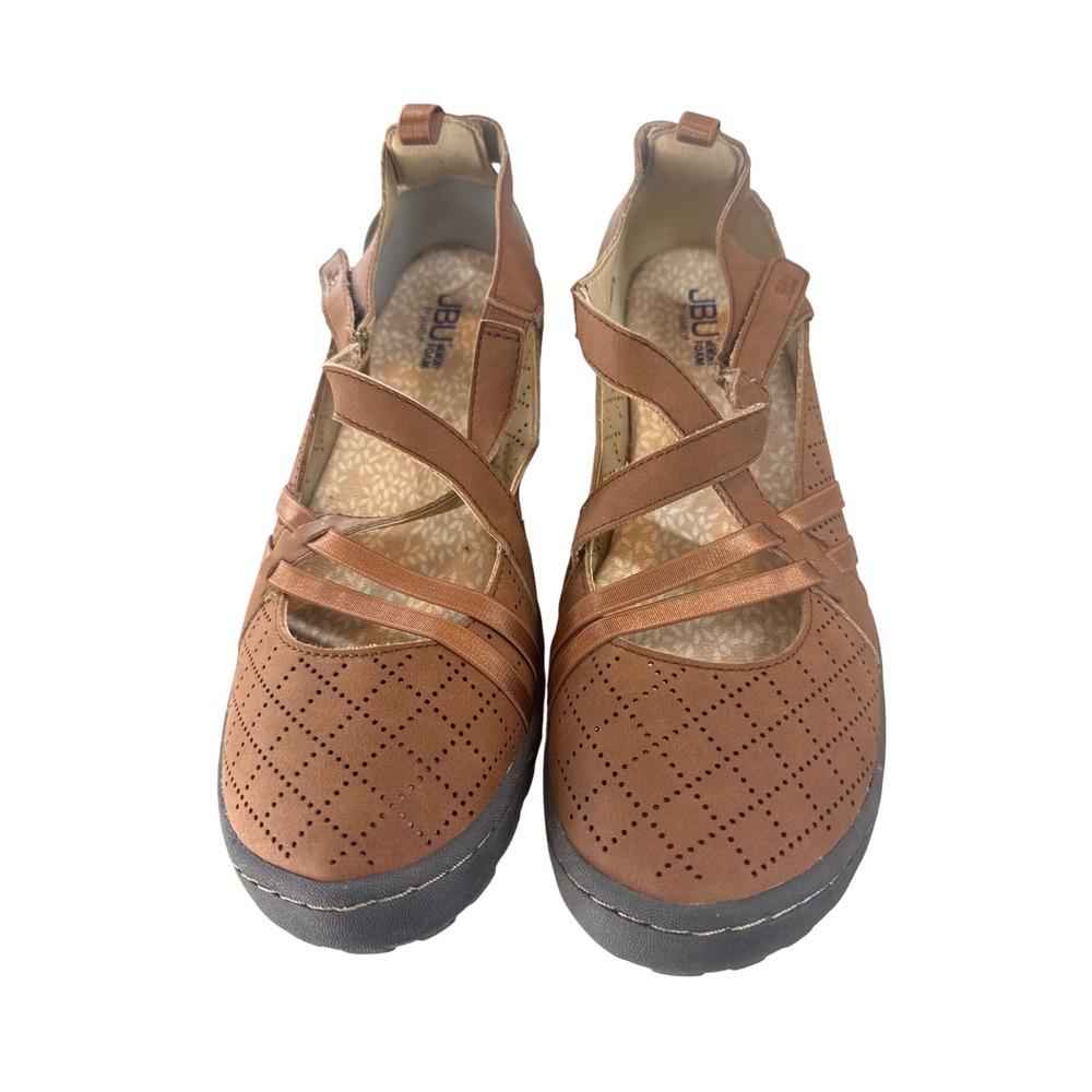 JBU by Jambu Womens Brown Memory Foam Comfort Sandals Shoes Size 11M Hook Loop